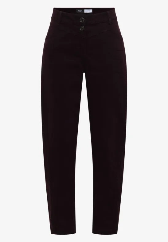 CECIL Scarlett Barrel Leg Trousers | Berry 381490