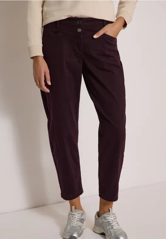 CECIL Scarlett Barrel Leg Trousers | Berry 381490