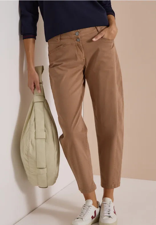 CECIL Scarlett Barrel Leg Trousers | Mocha 381490