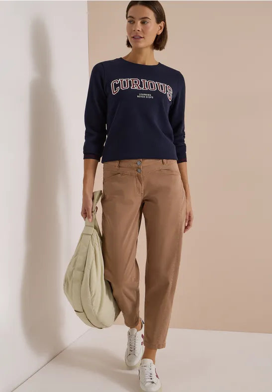 CECIL Scarlett Barrel Leg Trousers | Mocha 381490
