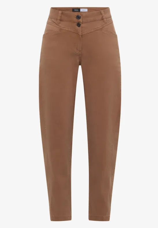CECIL Scarlett Barrel Leg Trousers | Mocha 381490