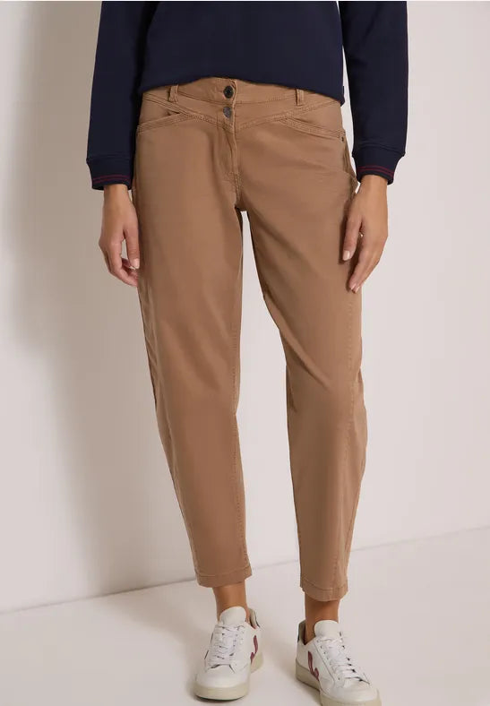 CECIL Scarlett Barrel Leg Trousers | Mocha 381490
