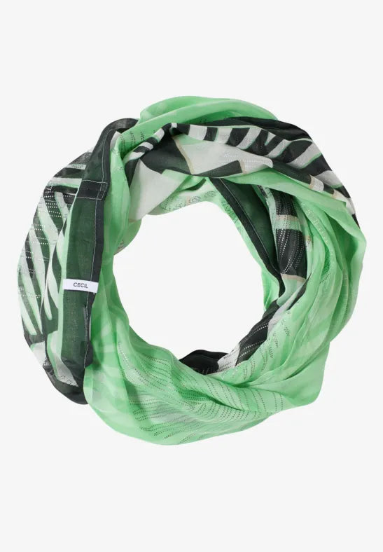 CECIL Foil Print Loop Scarf | Lime 573132