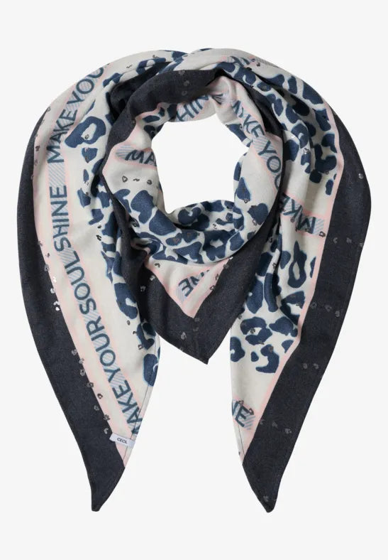 Cecil Leo Print Triangle Scarf  | Dark Navy 573198