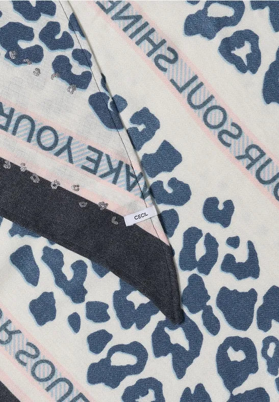 Cecil Leo Print Triangle Scarf  | Dark Navy 573198