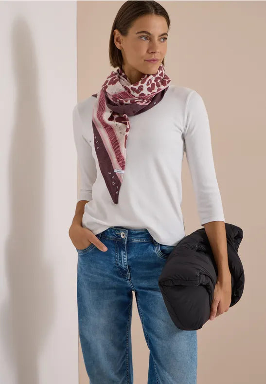 Cecil Leo Print Triangle Scarf  | Berry 573198
