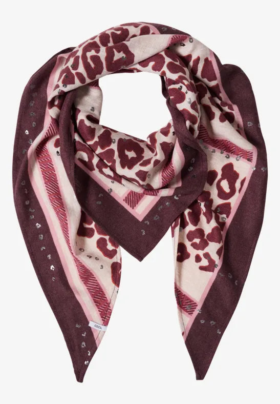 Cecil Leo Print Triangle Scarf  | Berry 573198