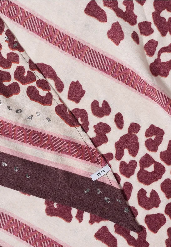 Cecil Leo Print Triangle Scarf  | Berry 573198
