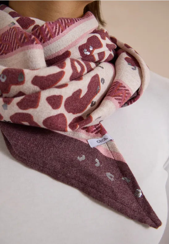 Cecil Leo Print Triangle Scarf  | Berry 573198