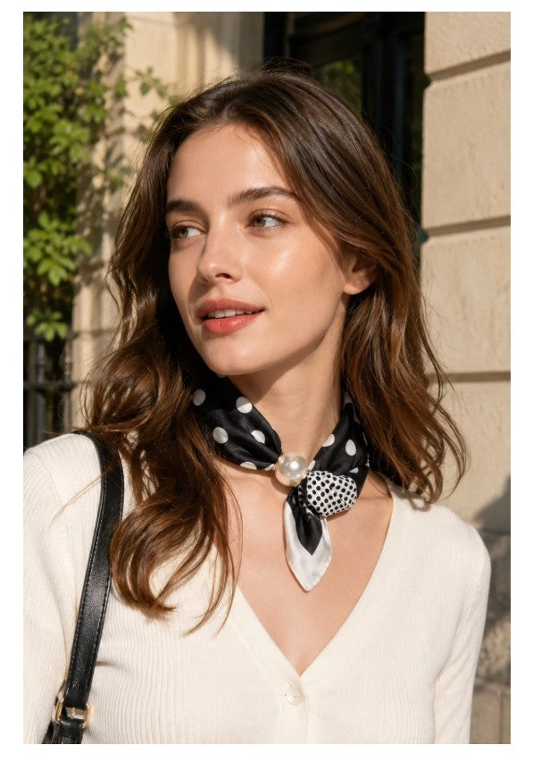 Best Angel Magnetic Closure Pearl Scarf | Black BA4400-5