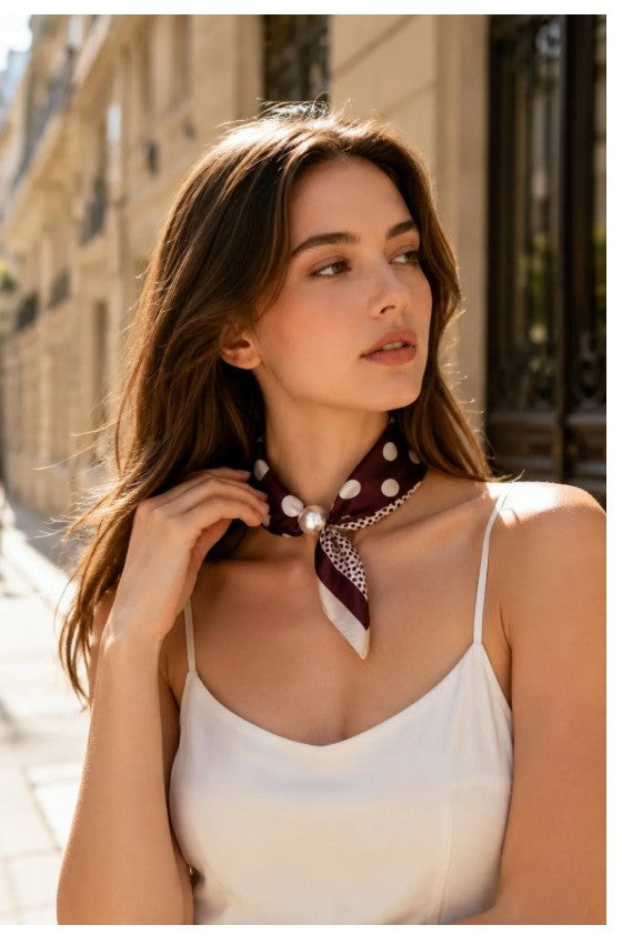Best Angel Magnetic Closure Pearl Scarf | Burgundy BA4400-5