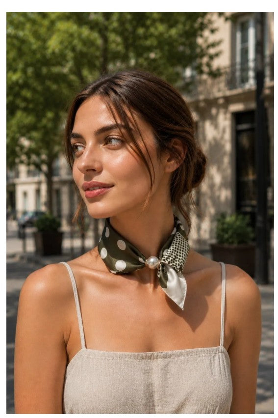 Best Angel Magnetic Closure Pearl Scarf | Khaki BA4400-5