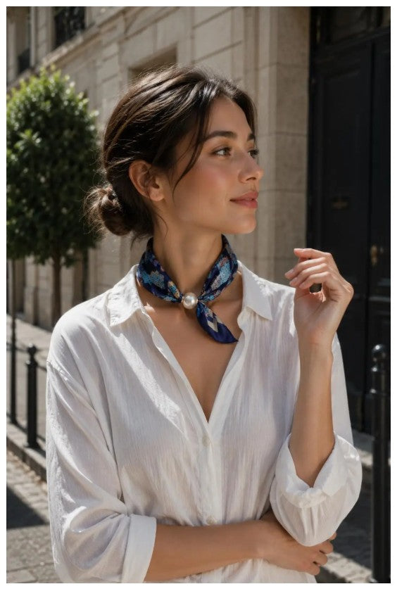 Best Angel Magnetic Closure Pearl Scarf | Blue BA4410_5