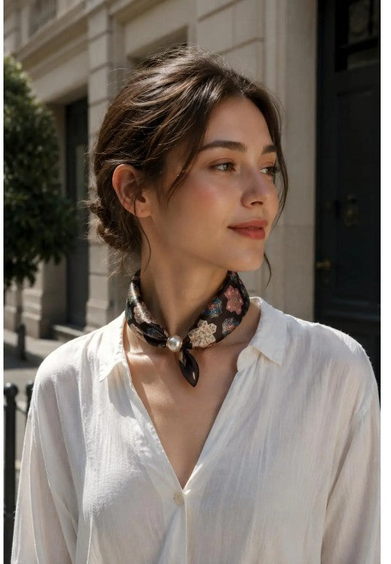 Best Angel Magnetic Closure Pearl Scarf | Chocolate BA4410_5