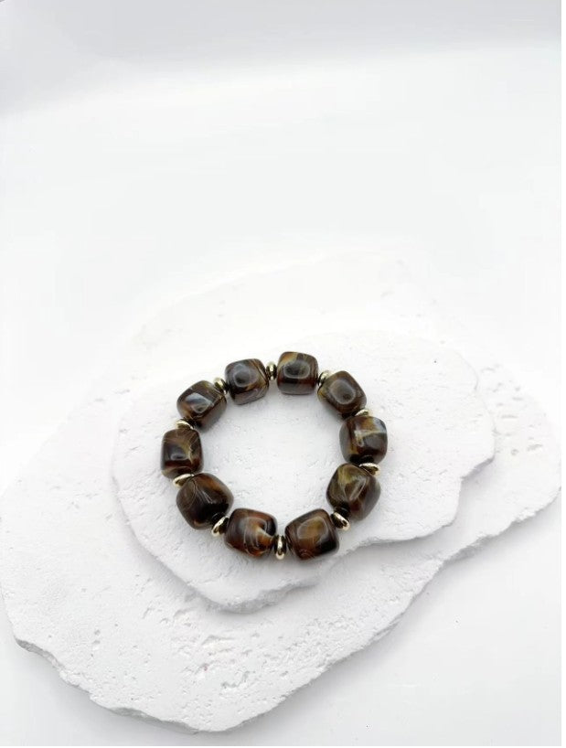 Claren Bijoux Elastic Acrylic Bracelet | Brown BR264
