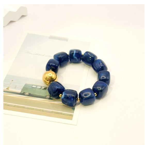 H&T Bijoux Stainless Steel Resin Bracelet | Navy BR2762