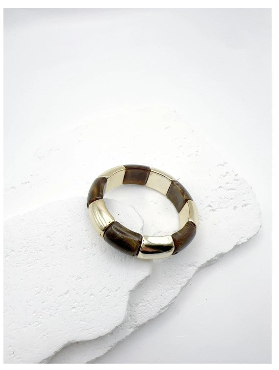 H&T Bijoux Acrylic Elastic Bracelet | Dark Brown BR3051