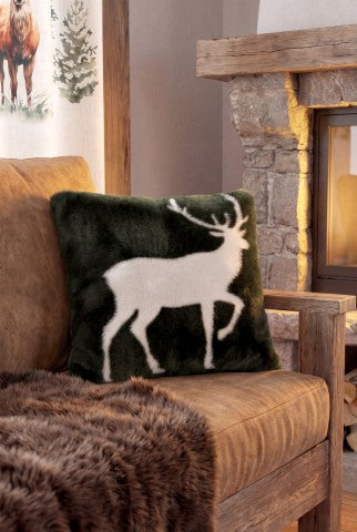 STOF Brame Nordic Stag Filled Cushion | Green CE431001