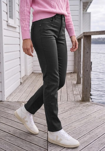 Cecil Toronto Coated Straight Jeans | Black  380943
