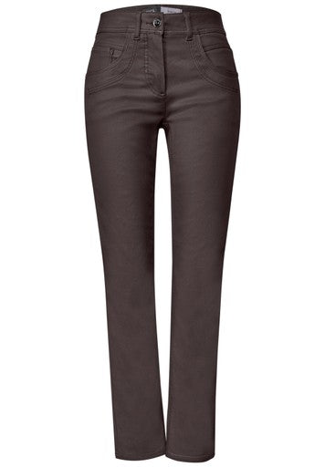 Cecil Toronto Coated Straight Jeans | Truffle 380943