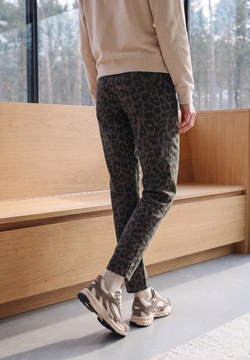 Cecil Scarlett Barrel Trousers | Brown/Animal Print 381692 28