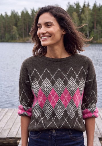 Cecil Featheryarn Sweater | Truffle/Pink 304172