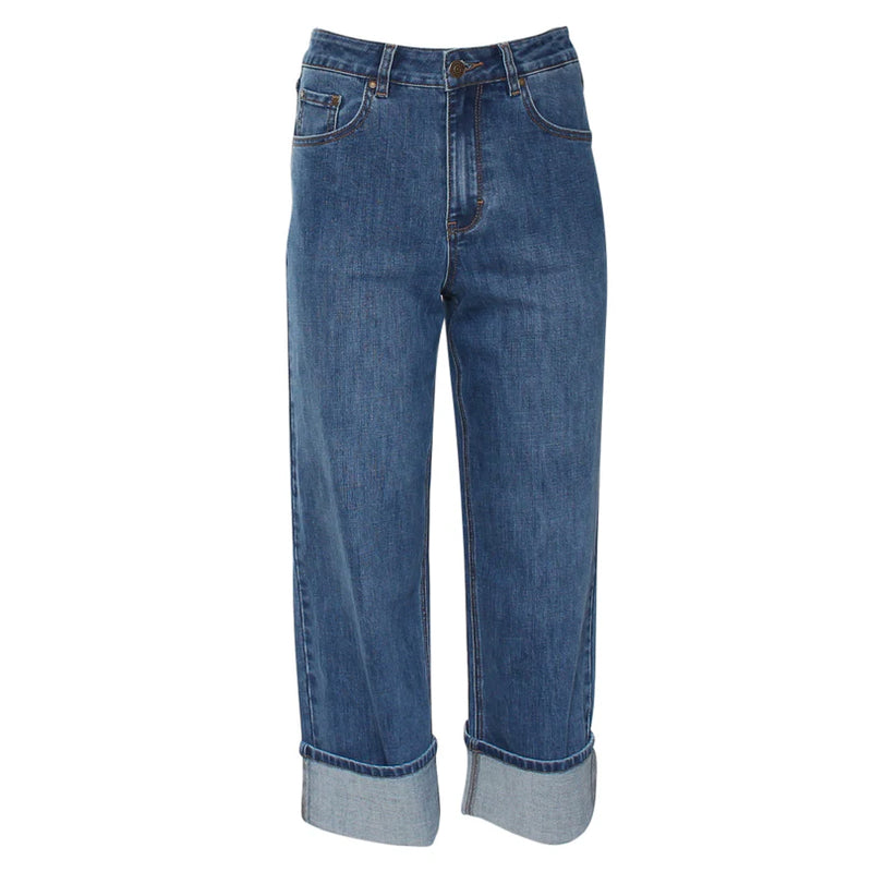 Rant & Rave Claire Turn Up Jeans | Mid Wash RR43-P54