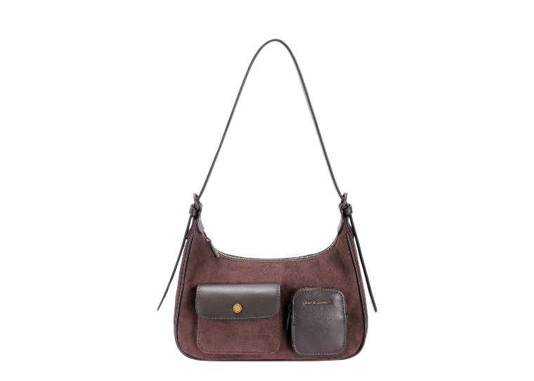 Nova Leathers Faux Suede Zip-Top Handbag | Chocolate CM8657