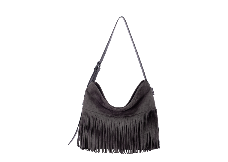 Nova Leathers Large Faux Suede Zip-Top Handbag | Black CM8723