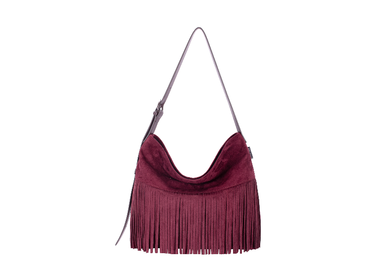 Nova Leathers Large Faux Suede Zip-Top Handbag | Bordeaux CM8723