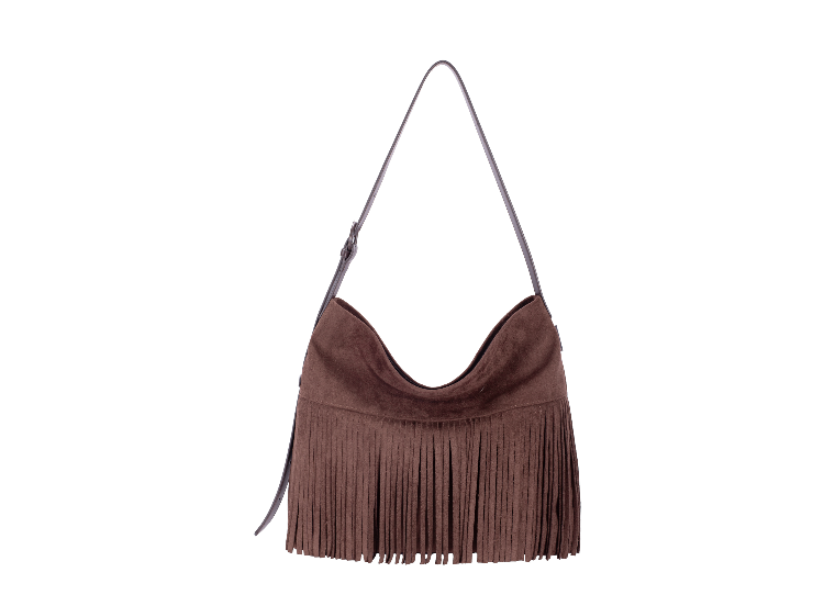 Nova Leathers Large Faux Suede Zip-Top Handbag | Chocolate CM8723