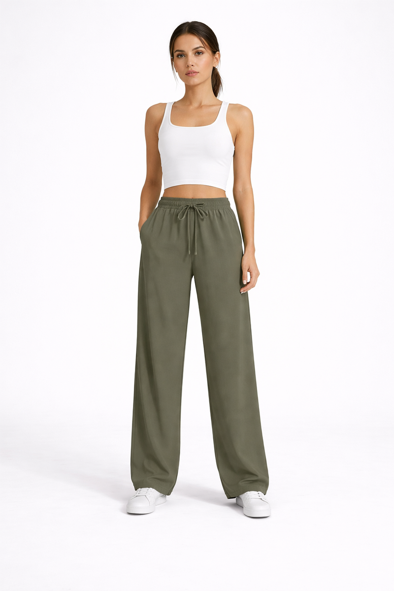 ONLY Sakura Pull Up Pants – Olive