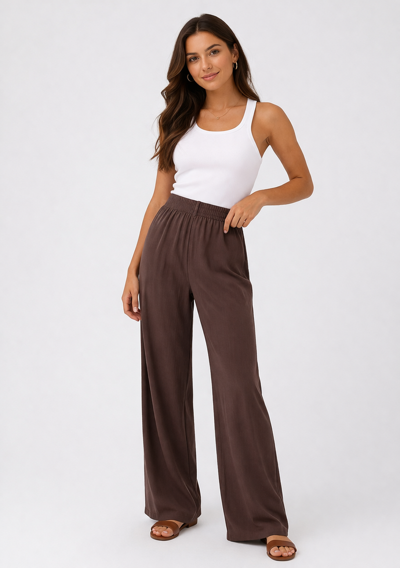 ONLY Emmia-Siesta MW Linen Pants | Brown