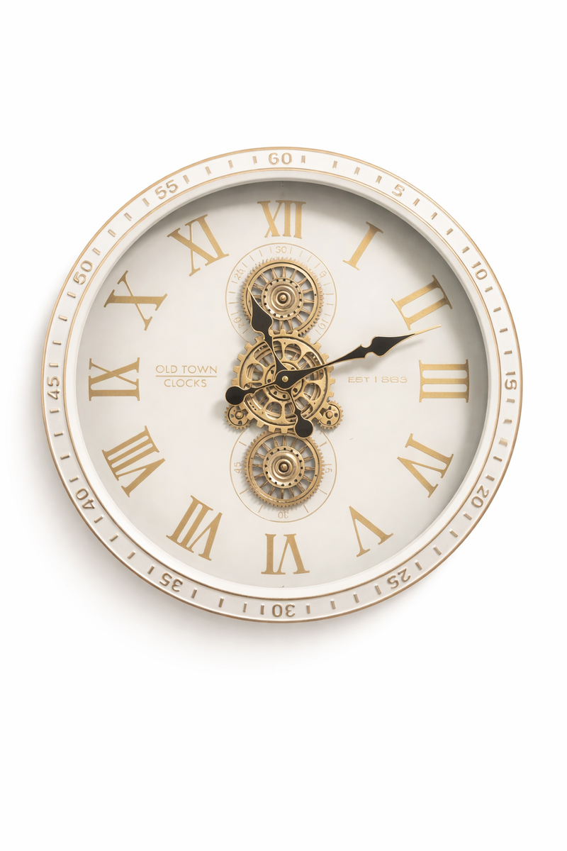 TARA Old Town Grears Wall Clock 50cm | Ivory TL7385