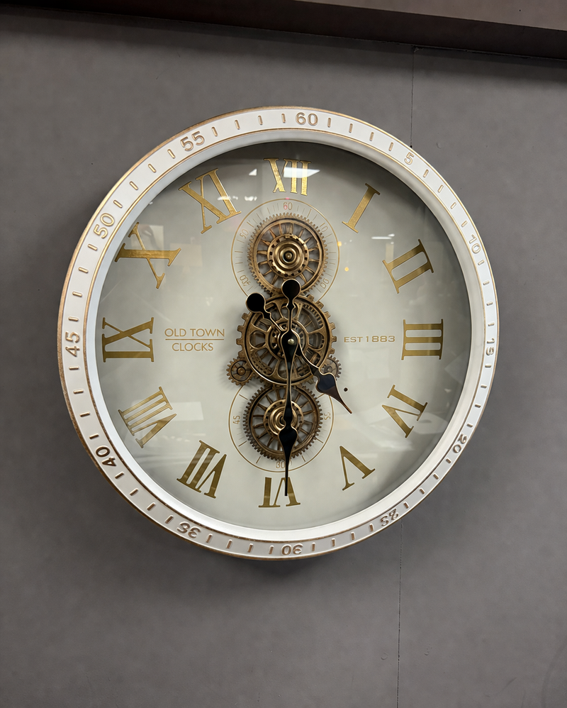 TARA Old Town Grears Wall Clock 50cm | Ivory TL7385
