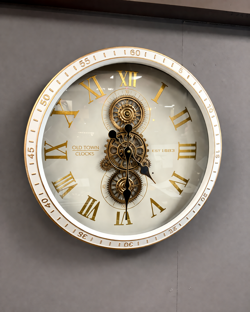 TARA Old Town Grears Wall Clock 50cm | Ivory TL7385