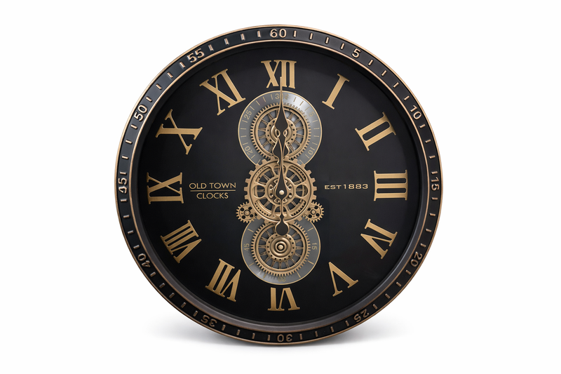 TARA Old Town Grears Wall Clock 50cm | Black TL7384