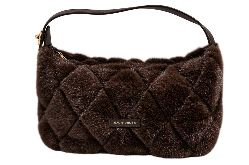 Nova Leathers Faux Fur Zip Top Bag | Chocolate CM8654