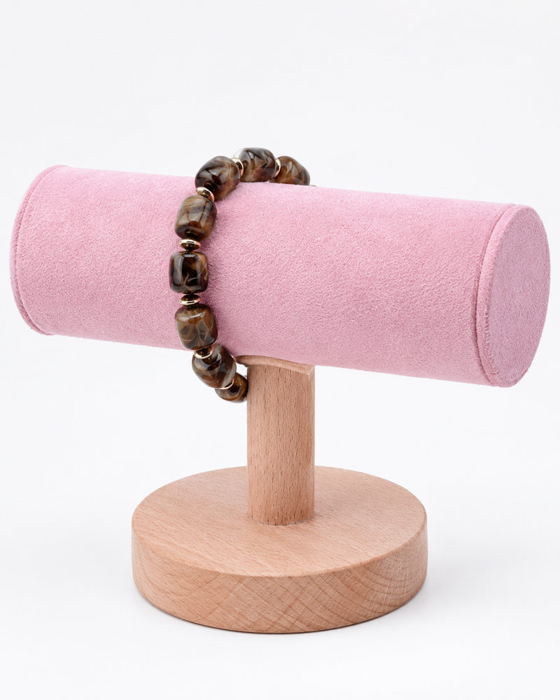 Claren Bijoux Elastic Acrylic Bracelet | Brown BR264