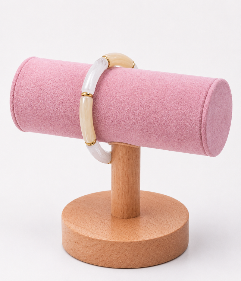 LOLO & YAYA Slim Elastic Bracelet | White 45034BR