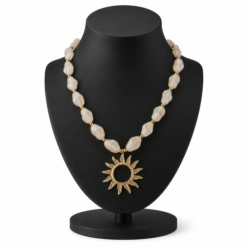 LOLO & YAYA Sun Necklace | Beige 46819