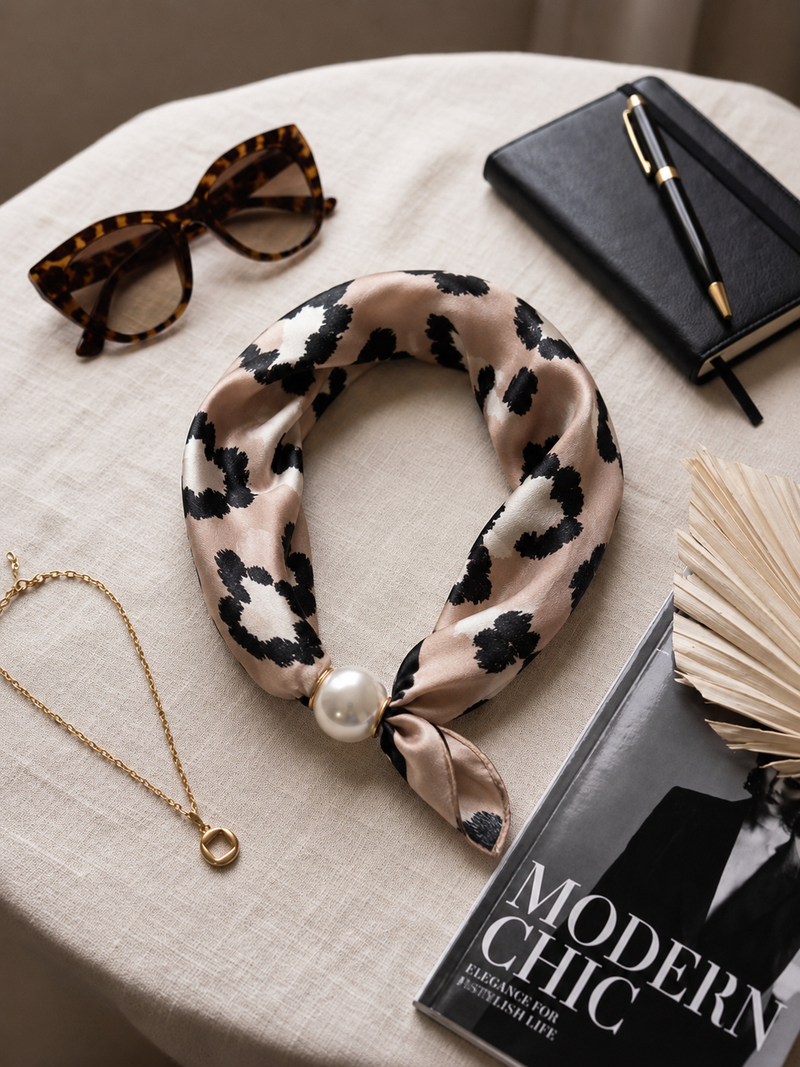 Best Angel Scarf with Magnetic Pearl Fastening | Tan BA-3525-5