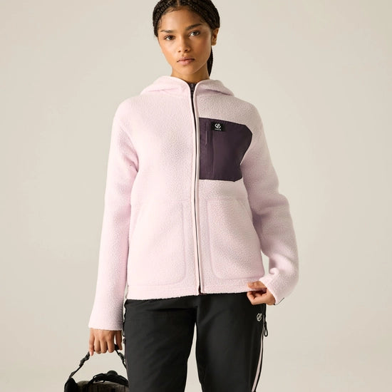 Dare2b Women's Firn Hooded Borg Fleece | Pink Haze DWA777