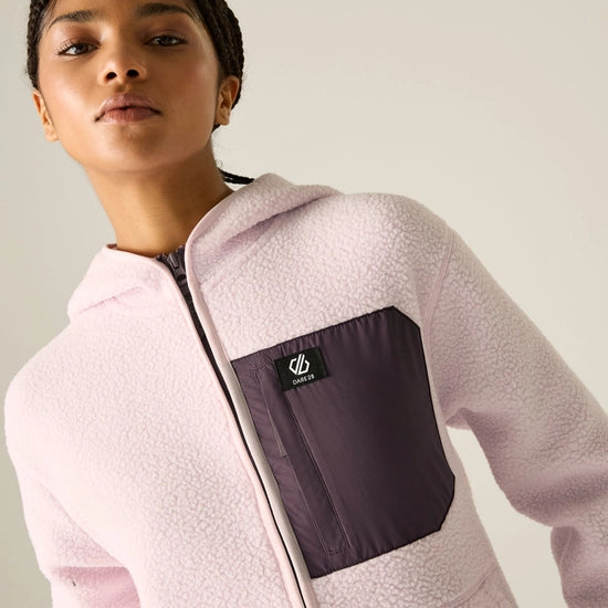 Dare2b Women's Firn Hooded Borg Fleece | Pink Haze DWA777