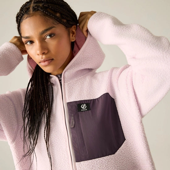 Dare2b Women's Firn Hooded Borg Fleece | Pink Haze DWA777