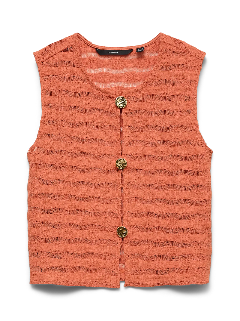 Vero Moda Luna Sleeveless Button Waistcoat | Orange