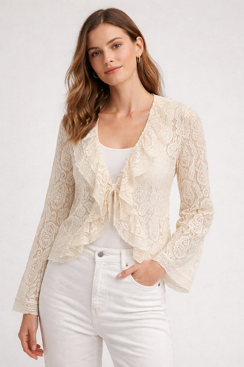 Vero Moda Sally Lace LS V-Neck Blouse| Birch