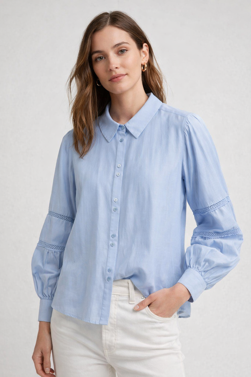 Vero Moda Jenna Detail LS Shirt  | Blue
