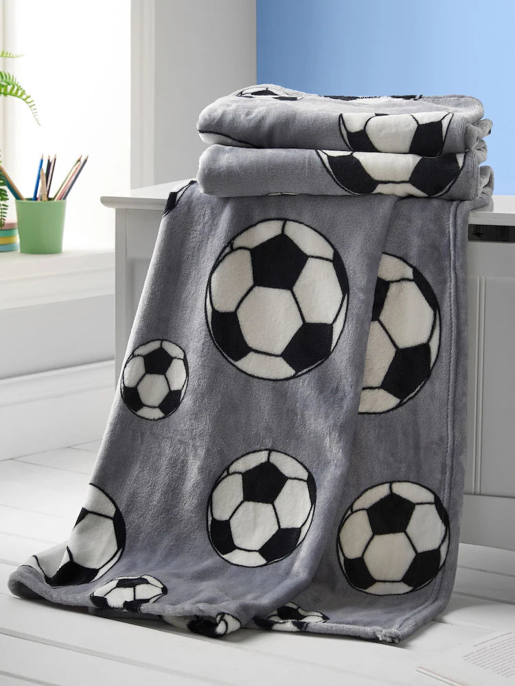Catherine Lansfield Football Throw  | Grey
