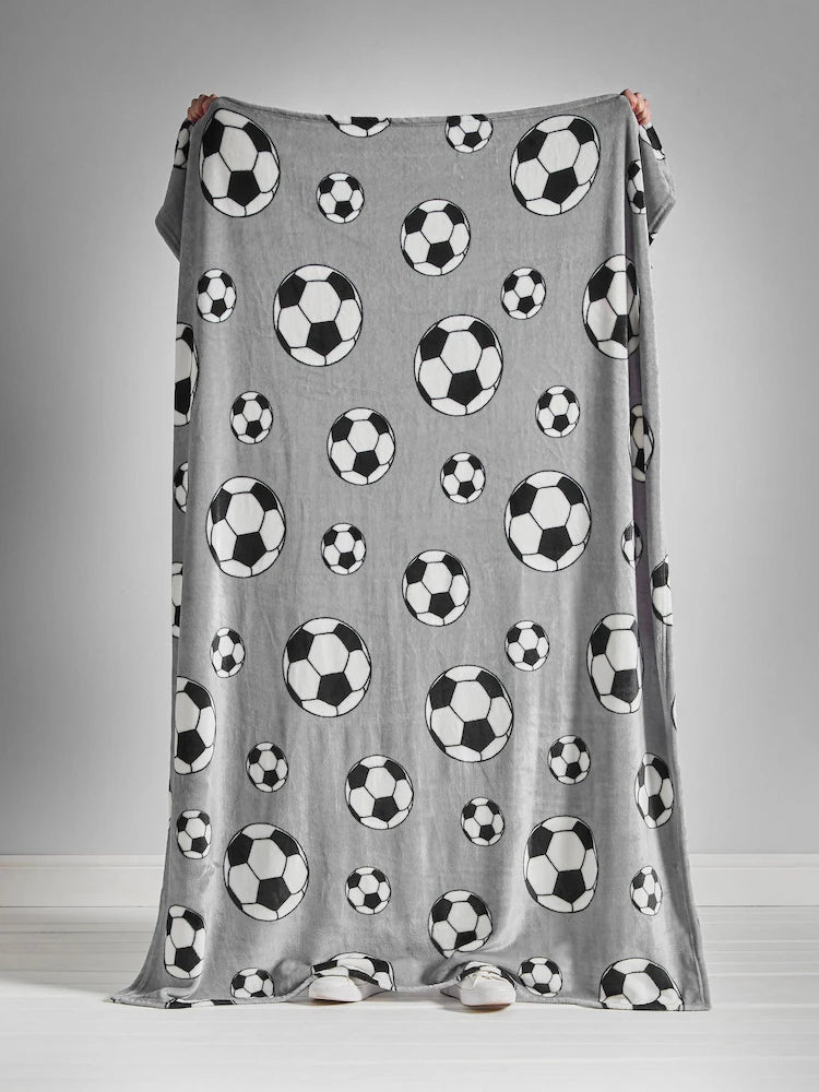 Catherine Lansfield Football Throw  | Grey